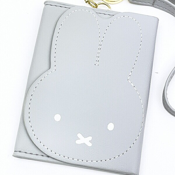 ミッフィー miffy パスケース (グレー) 定期入れ フェイスシリーズ