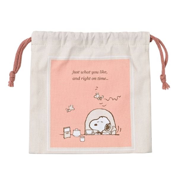 スヌーピー 巾着袋（カフェ） 喫茶シリーズ ピンク PEANATUS SNOPPY 日本製