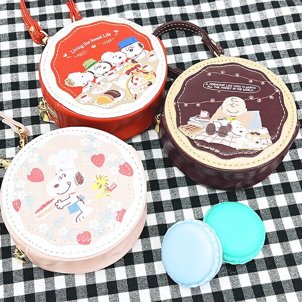 スヌーピー ラウンドマカロンポーチ アールグレイ SNOOPY