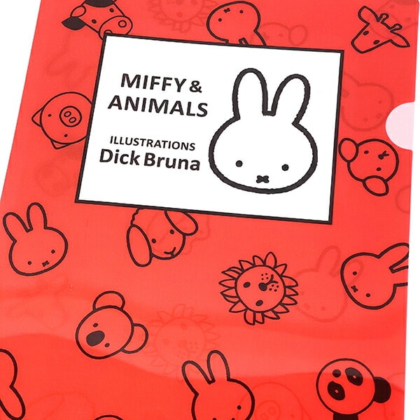 ミッフィー MIFFY & ANIMALS A4クリアホルダー (レッド) 文具  日本製