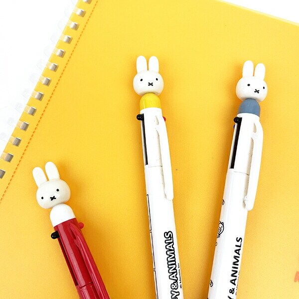 ミッフィー miffy & ANIMALS 3色ボールペン (ブルー) 文具  日本製