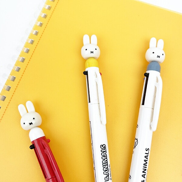 ミッフィー miffy & ANIMALS 3色ボールペン (イエロー) 文具  日本製