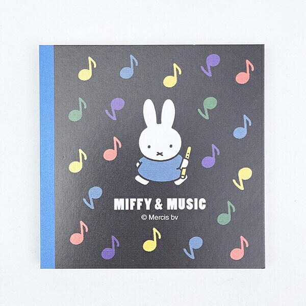 ミッフィー miffy スクエアメモ (ブラック) 文具 日本製 MIFFY＆MUSICシリーズ