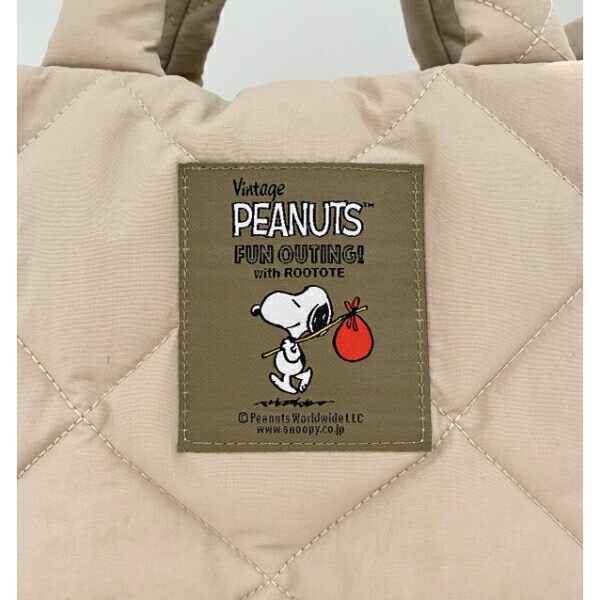 スヌーピー SNOOPY 2Way キルト ミニショルダー トートバッグ Beige