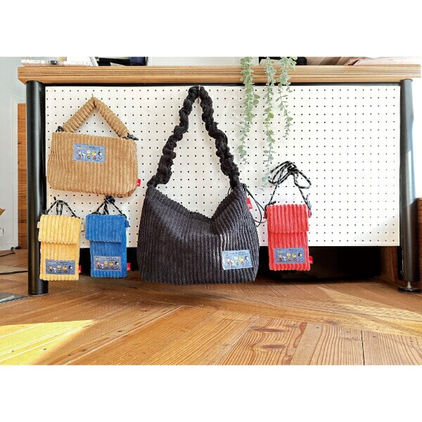 スヌーピー SNOOPY コーデュロイ ショルダー ハンド バッグ BEIGE