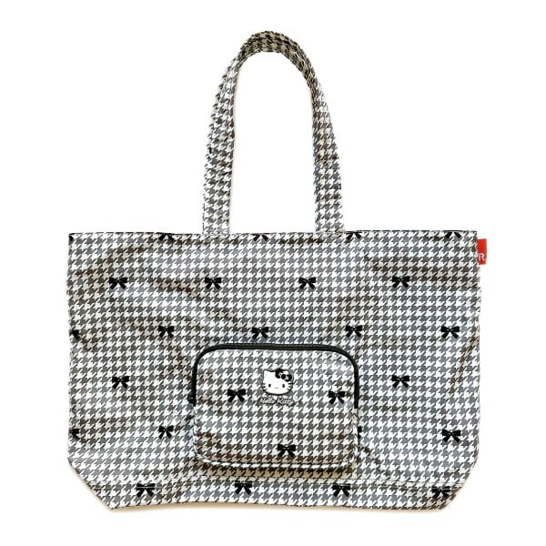 サンリオ ハローキティ パッカブル トートバッグ Lサイズ (Houndstooth) 折り畳み  Sanrio