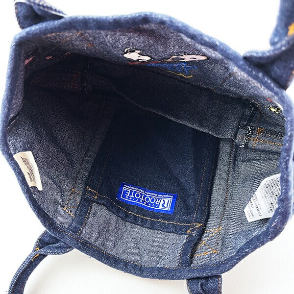 スヌーピー PEANUTS 75th デニム ミニトートバッグ ネイビー ROOTOTE（ルートート）コラボ SNOOPY