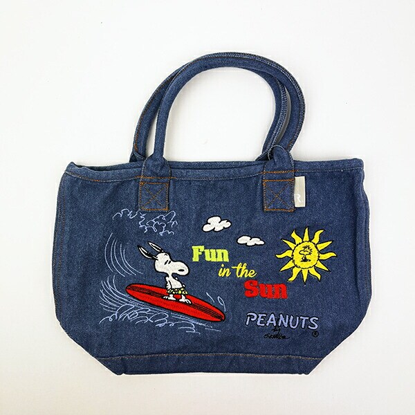 スヌーピー PEANUTS 75th デニム ミニトートバッグ ライトブルー ROOTOTE（ルートート）コラボ SNOOPY