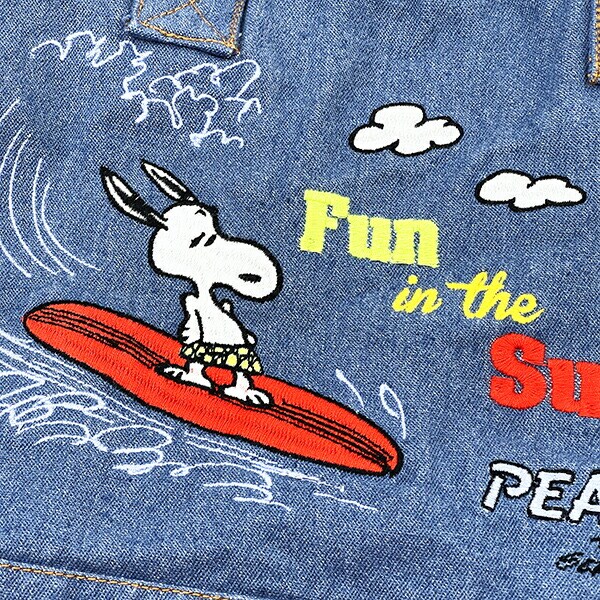 スヌーピー PEANUTS 75th デニム ミニトートバッグ ライトブルー ROOTOTE（ルートート）コラボ SNOOPY