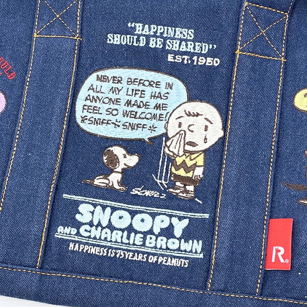 スヌーピー 刺繍ランチトートバッグ ネイビー ROOTOTE ルートート コラボ SNOOPY