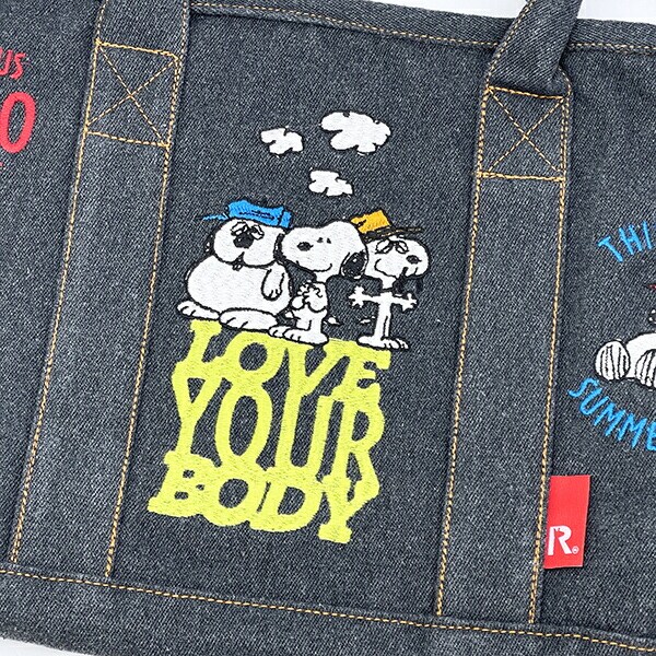 スヌーピー 刺繍ランチトートバッグ グレー ROOTOTE ルートート コラボ SNOOPY