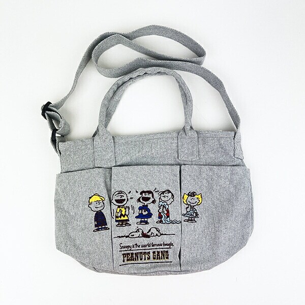スヌーピー バケツ型2WAYトートバッグ ライトグレー ショルダーバッグ ROOTOTE ルートート コラボ SNOOPY