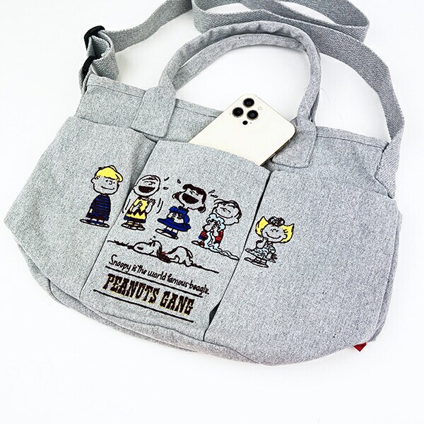 スヌーピー バケツ型2WAYトートバッグ ライトグレー ショルダーバッグ ROOTOTE ルートート コラボ SNOOPY