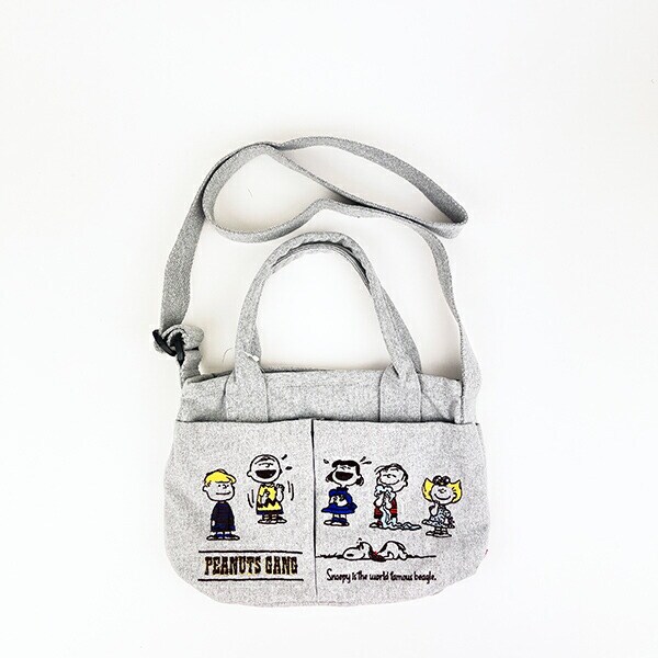 スヌーピー バケツ型2WAYミニトートバッグ ライトグレー ショルダーバッグ ROOTOTE ルートート コラボ SNOOPY