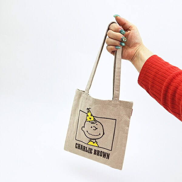スヌーピー チャーリーブラウン ミニトートバッグ ベージュ PEANUTS 75th ROOTOTE SNOOPY