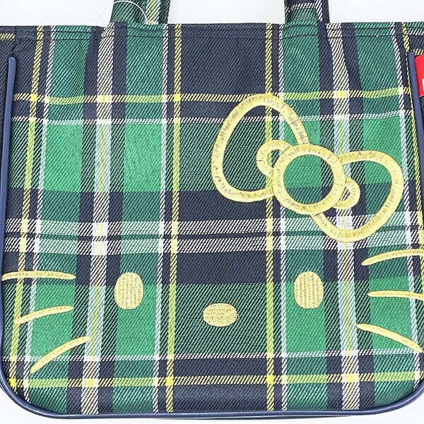 サンリオ ハローキティ 2WAYショルダートートバッグ  (グリーンチェック) ルートート ROOTOTE  Sanrio