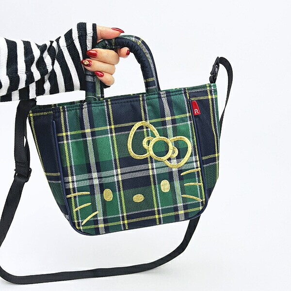 サンリオ ハローキティ 2WAYショルダートートバッグ  (グリーンチェック) ルートート ROOTOTE  Sanrio