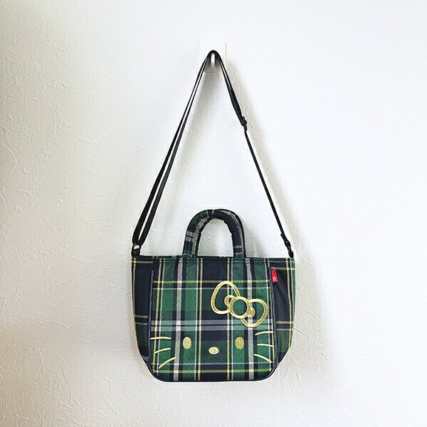 サンリオ ハローキティ 2WAYショルダートートバッグ  (グリーンチェック) ルートート ROOTOTE  Sanrio