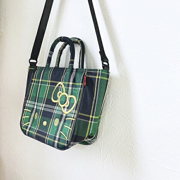 サンリオ ハローキティ 2WAYショルダートートバッグ  (グリーンチェック) ルートート ROOTOTE  Sanrio