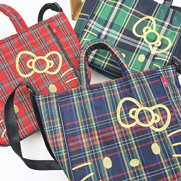 サンリオ ハローキティ 2WAYショルダートートバッグ  (グリーンチェック) ルートート ROOTOTE  Sanrio