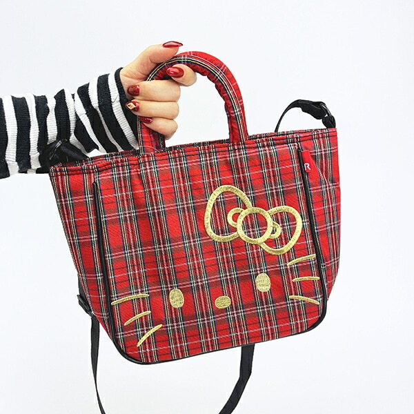 サンリオ ハローキティ 2WAYショルダートートバッグ  (レッドチェック) ルートート ROOTOTE  Sanrio