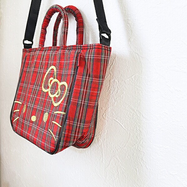 サンリオ ハローキティ 2WAYショルダートートバッグ  (レッドチェック) ルートート ROOTOTE  Sanrio