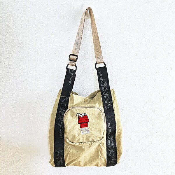 スヌーピー ショッピングバッグ トートバッグ ベージュ ROOTOTE ルートート SNOOPY