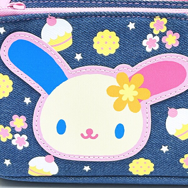 サンリオ ウサハナ デニムWファスナーペンポーチ ペンケース 筆箱 スクール 平成レトロ Sanrio