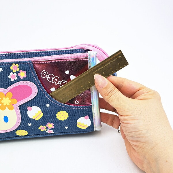 サンリオ ウサハナ デニムWファスナーペンポーチ ペンケース 筆箱 スクール 平成レトロ Sanrio