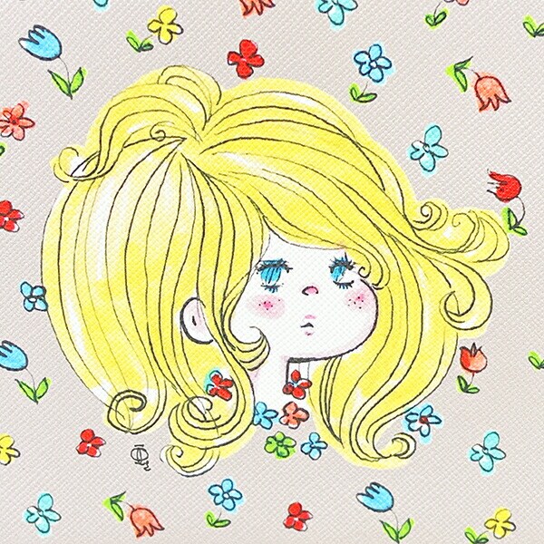 水森亜土 ラウンドポーチ グレー