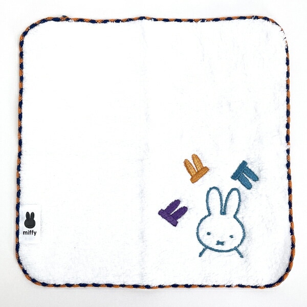 ミッフィー miffy ふわふわ刺繍ハンカチーフ ホワイト タオルハンカチ ハンドタオル