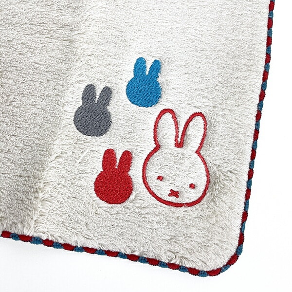 ミッフィー miffy ふわふわ刺繍ハンカチーフ グレー タオルハンカチ ハンドタオル