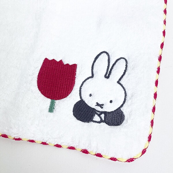 ミッフィー miffy ふわふわ刺繍ハンカチーフ ホワイト タオルハンカチ ハンドタオル