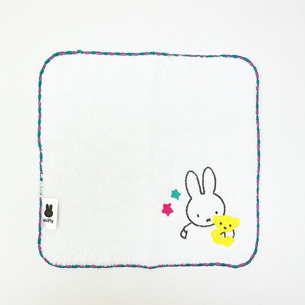 ミッフィー miffy ふわふわ刺繍ハンカチーフ (ピンク)