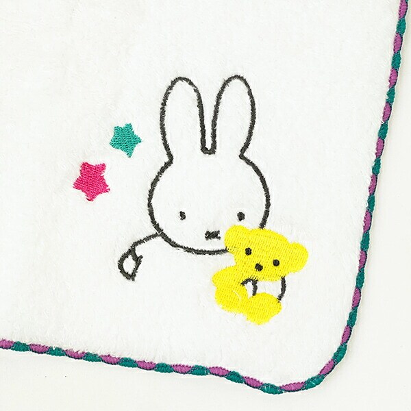 ミッフィー miffy ふわふわ刺繍ハンカチーフ (ピンク)