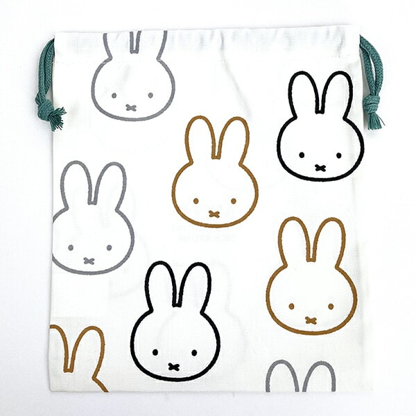 ミッフィー miffy イラストレーションズディックブルーナ 巾着 L ホワイト ポーチ 小物入れ メイク入れ