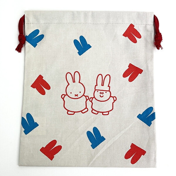 ミッフィー miffy イラストレーションズディックブルーナ 巾着 L グレー ポーチ 小物入れ メイク入れ