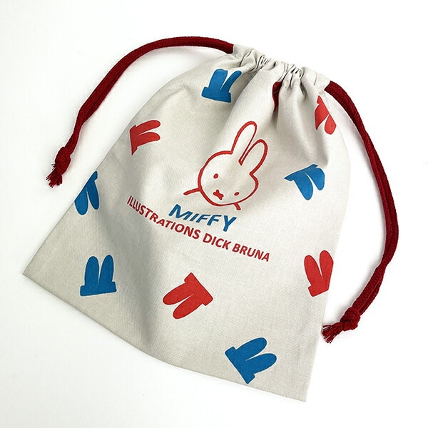 ミッフィー miffy イラストレーションズディックブルーナ 巾着 L グレー ポーチ 小物入れ メイク入れ