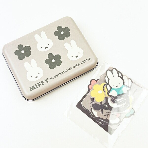 ミッフィー miffy モノクロ 缶入りステッカー 文具 日本製