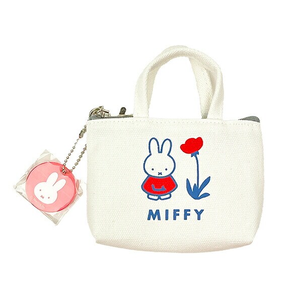 ミッフィー miffy 帆布プチトートバッグ ホワイト ポーチ