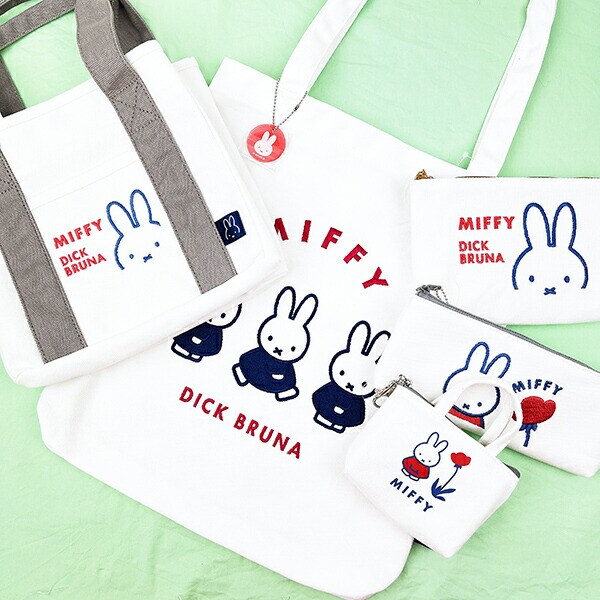 ミッフィー miffy 帆布プチトートバッグ ホワイト ポーチ
