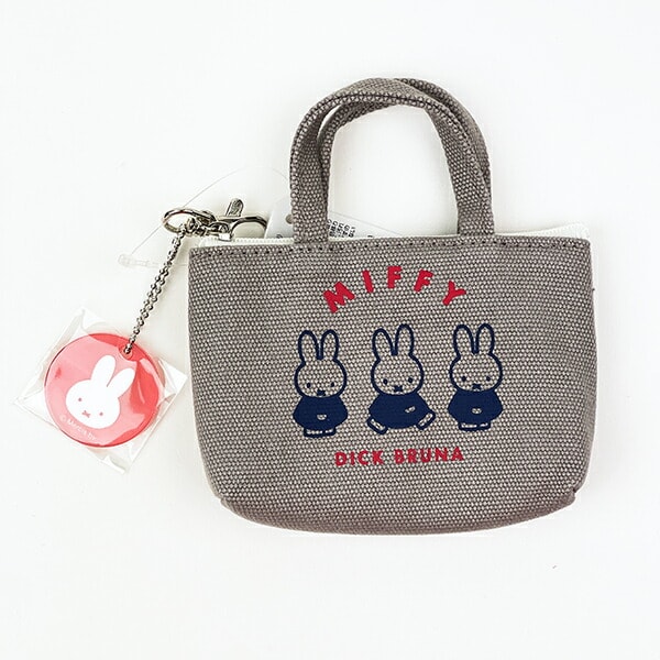 ミッフィー miffy 帆布プチトートバッグ グレー ポーチ