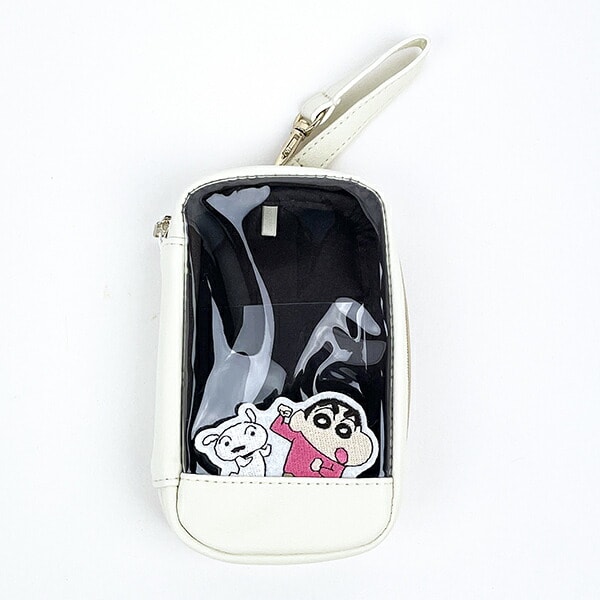 クレヨンしんちゃん ひょっこり刺繍シリーズ プチキャリーケース (ベージュ) ポーチ