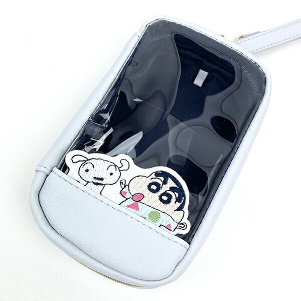 クレヨンしんちゃん ひょっこり刺繍シリーズ プチキャリーケース (グレー) ポーチ