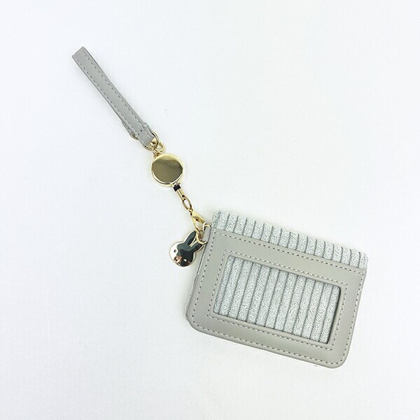 ミッフィー miffy 2つ折りパスケース おかおコーデュロイシリーズ (グレー)