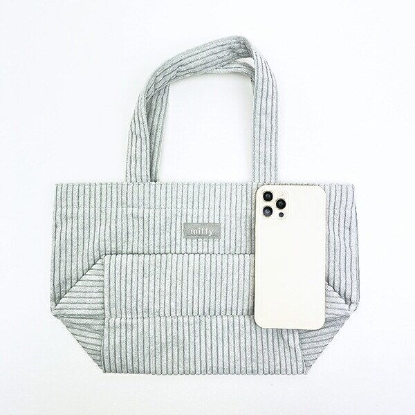 ミッフィー miffy トートバッグ グレー おかお コーデュロイ ランチ