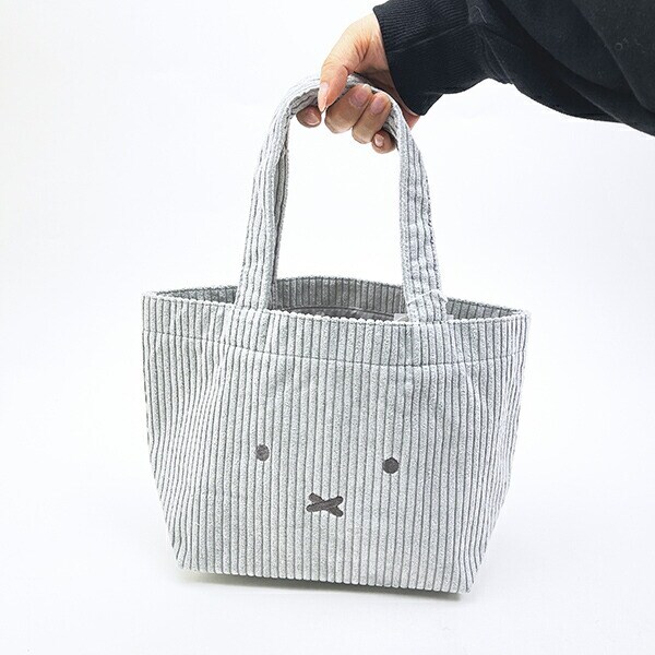 ミッフィー miffy トートバッグ グレー おかお コーデュロイ ランチ