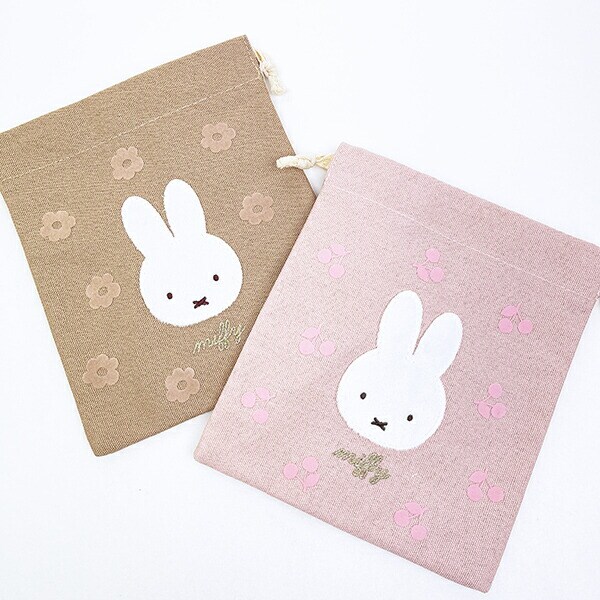 ミッフィー miffy 巾着 ベージュ チェリーフルールシリーズ