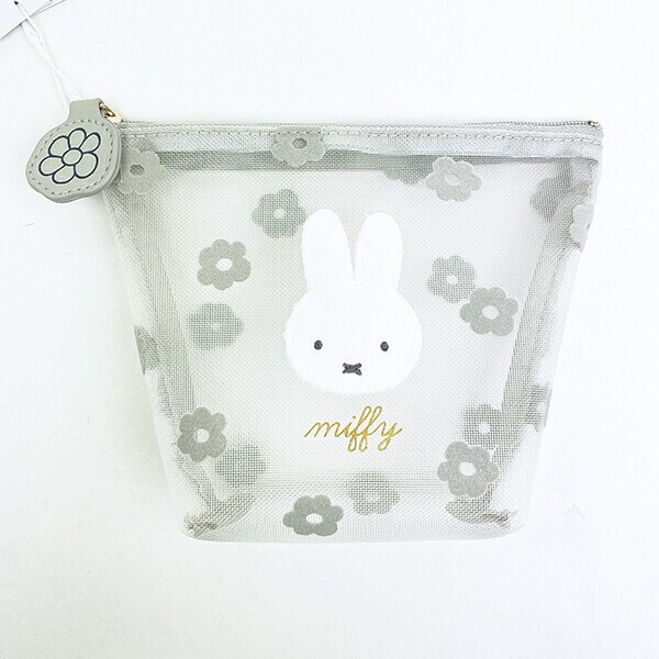 ミッフィー miffy メッシュ船形ポーチ グレー チェリーフルールシリーズ