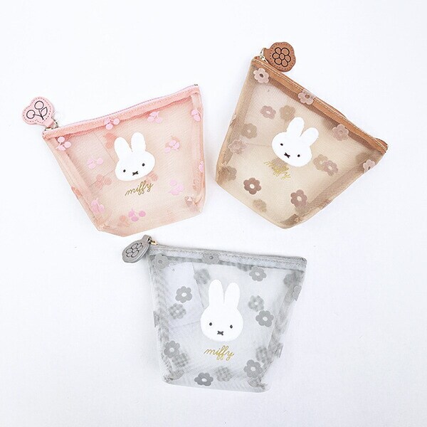 ミッフィー miffy メッシュ船形ポーチ グレー チェリーフルールシリーズ